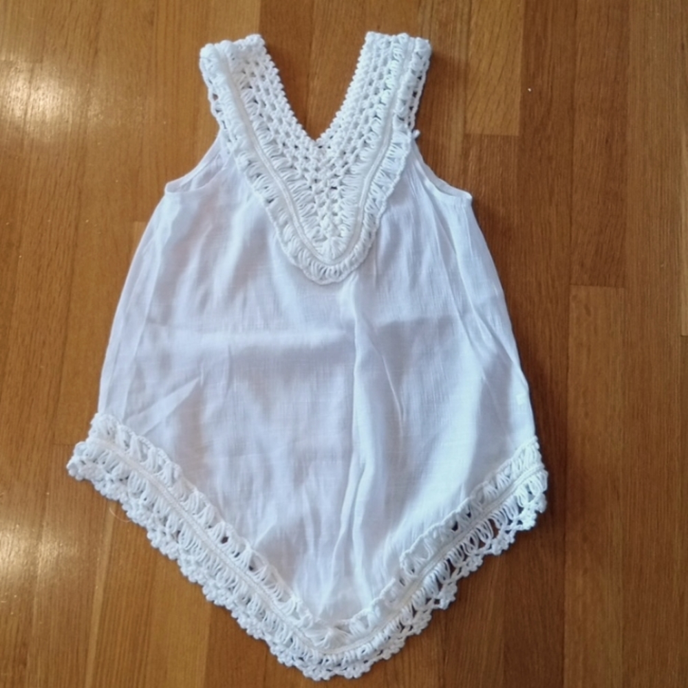 Y2K Delicate Lace White Crochet Sleeveless Women's Top Small
